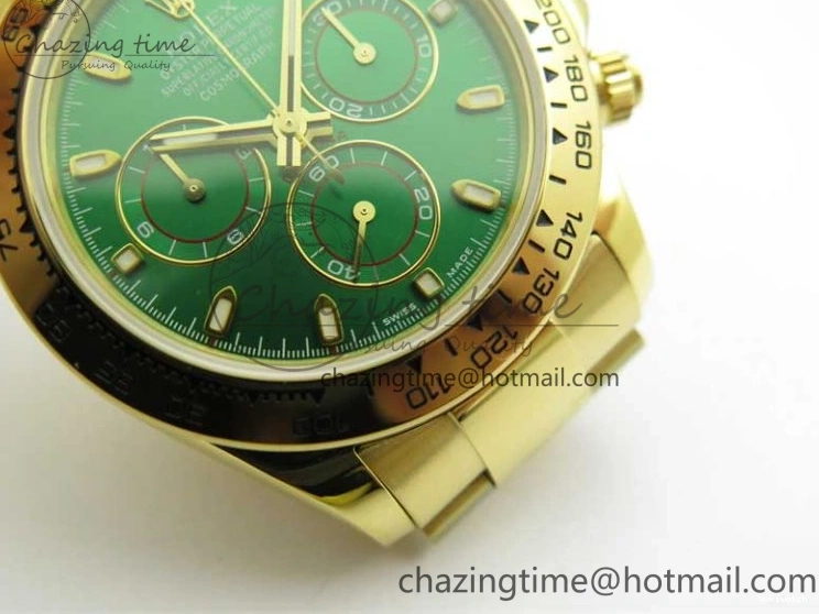 KKF Steel YG Dial Best 904L Edition 1:1 Green Bracelet YG Daytona on A7750 0410